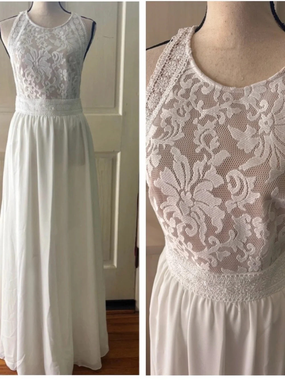 Lulus off white Sleeveless White Lace Bodice Maxi Dress - Picture 11 of 11
